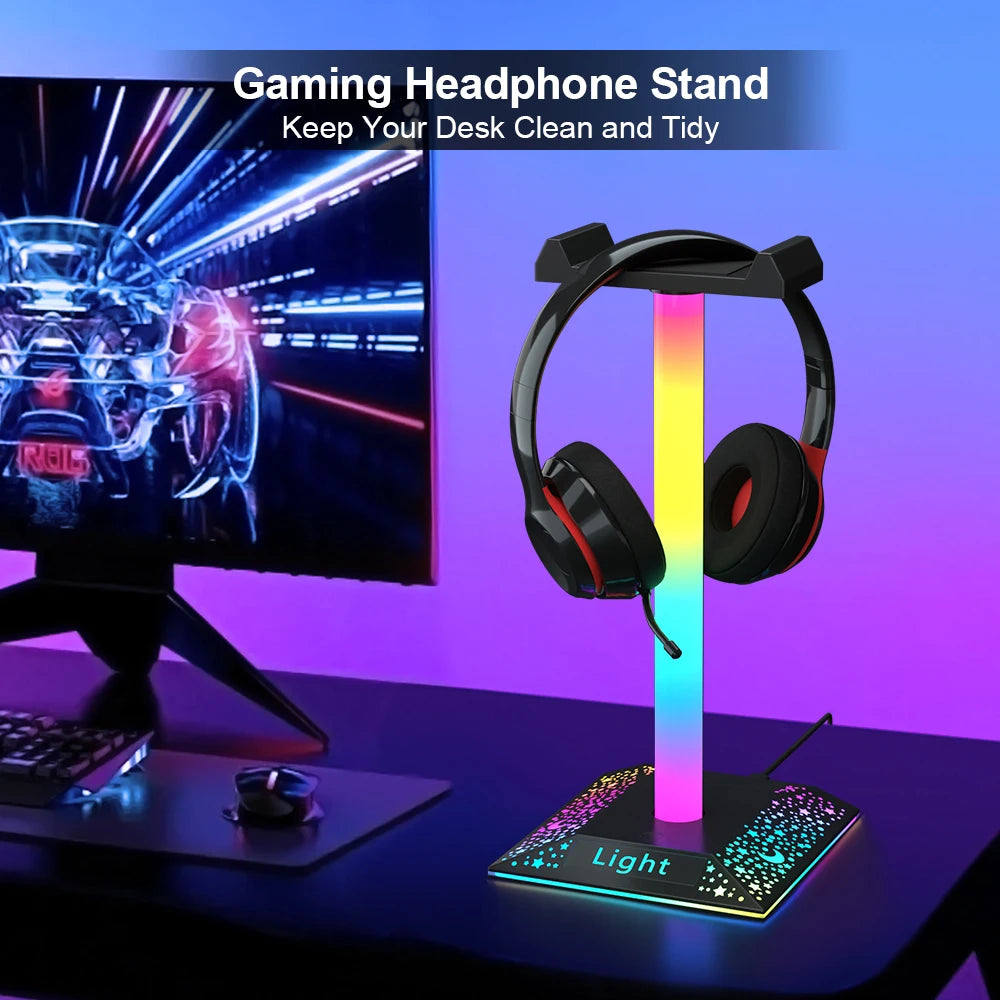 USB LED Lights Gaming Headset Stand RGBIC