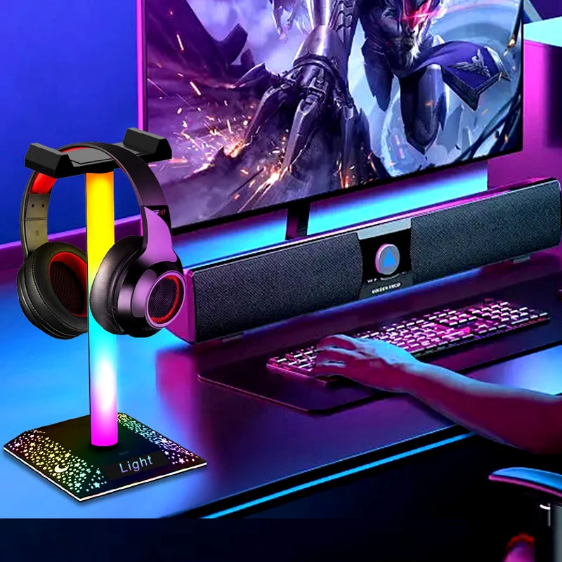 USB LED Lights Gaming Headset Stand RGBIC
