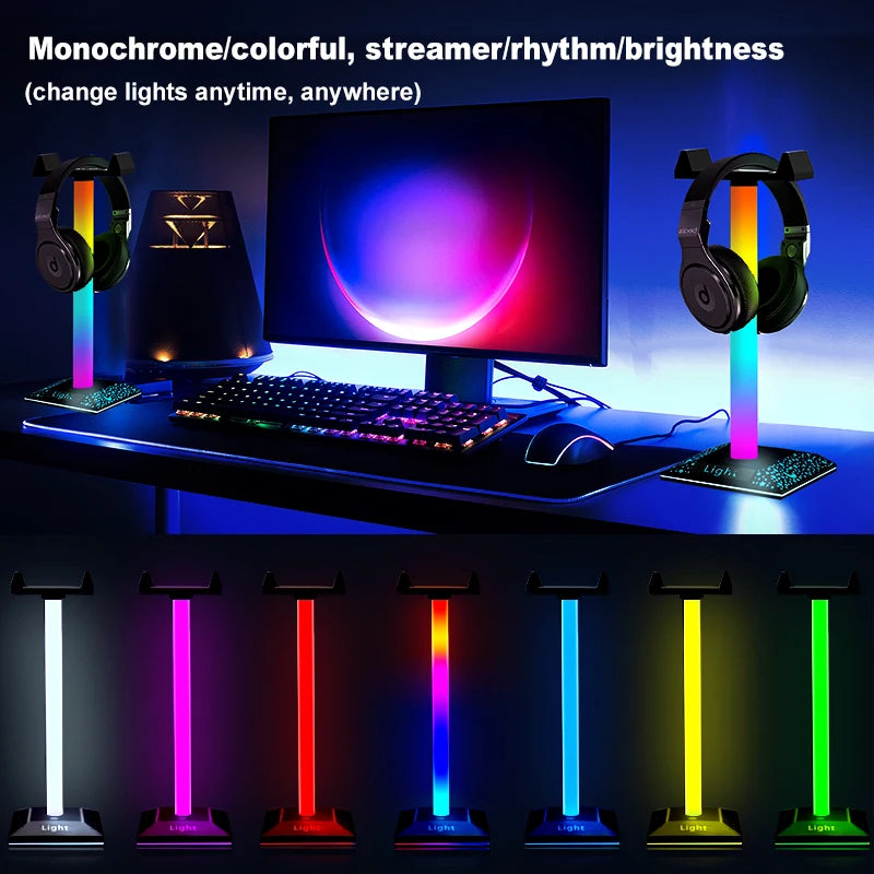 USB LED Lights Gaming Headset Stand RGBIC