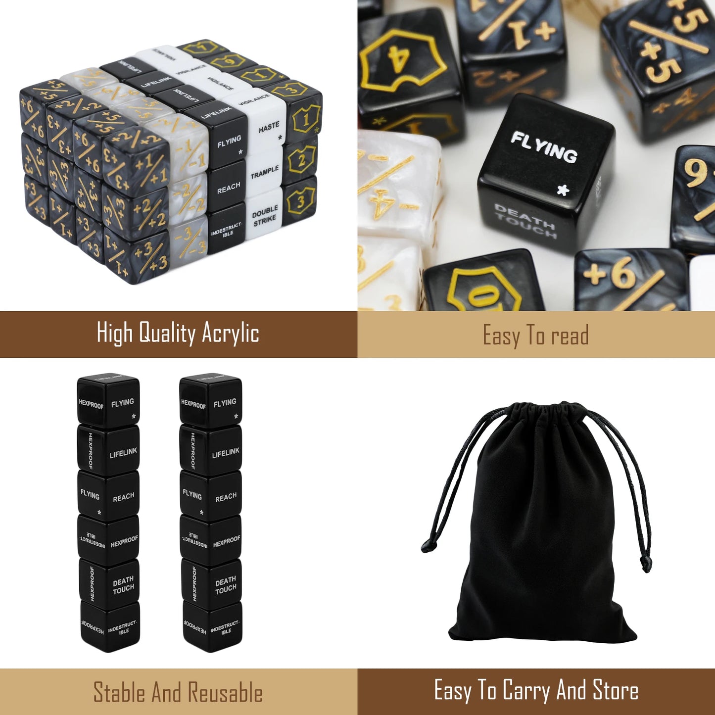 62PCS MTG Life Counter Dice Set for Magic The Gathering MTG
