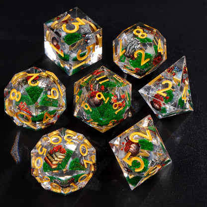 Liquid Core Resin Dice Set – D&D Dice with Cats, Butterflies, Spiders & More
