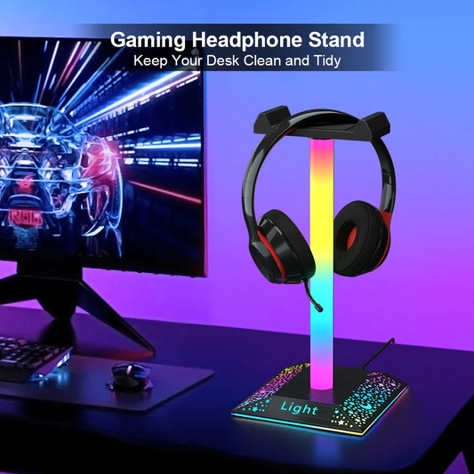 USB LED Lights Gaming Headset Stand RGBIC