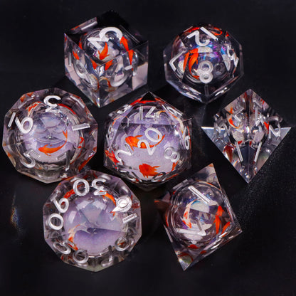 Liquid Core Resin Dice Set – D&D Dice with Cats, Butterflies, Spiders & More