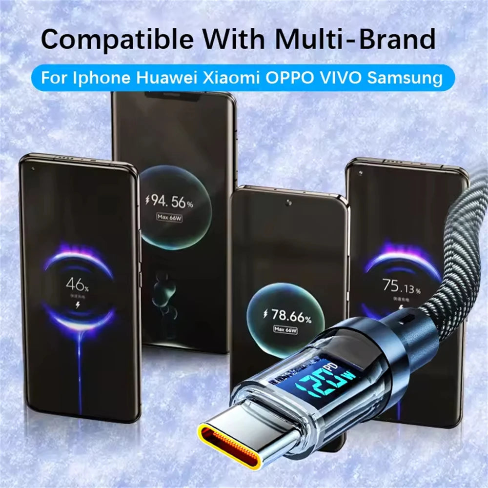120W Type C to Type C Cable Phone Super Fast Charging Cable