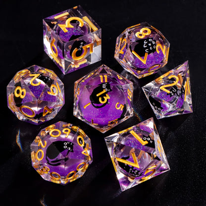 Liquid Core Resin Dice Set – D&D Dice with Cats, Butterflies, Spiders & More