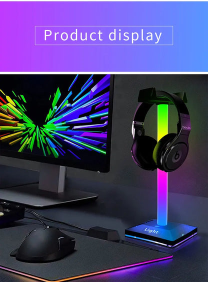 USB LED Lights Gaming Headset Stand RGBIC