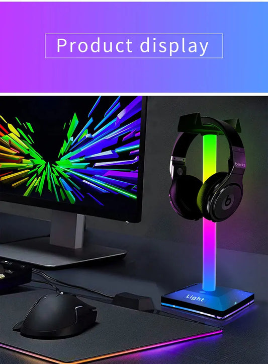 USB LED Lights Gaming Headset Stand RGBIC