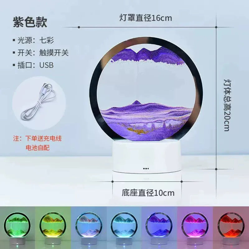 LED RGB Sandscape Lamp 3D Moving Sand Art