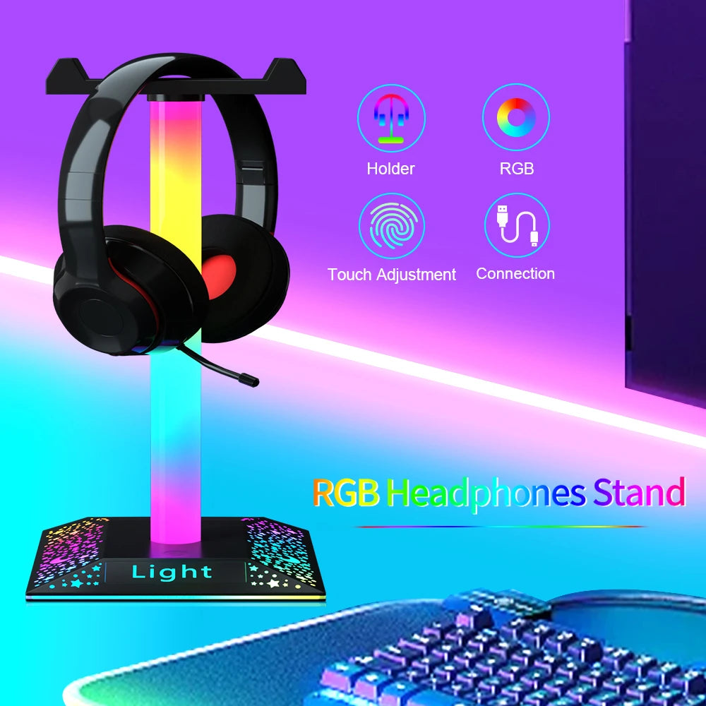 USB LED Lights Gaming Headset Stand RGBIC
