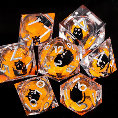 Liquid Core Resin Dice Set – D&D Dice with Cats, Butterflies, Spiders & More