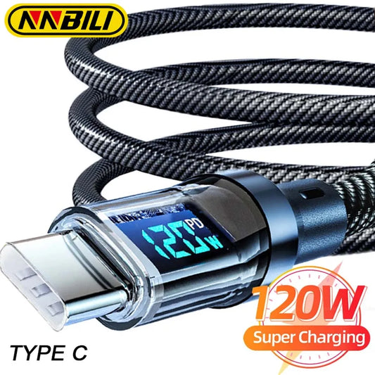 120W Type C to Type C Cable Phone Super Fast Charging Cable